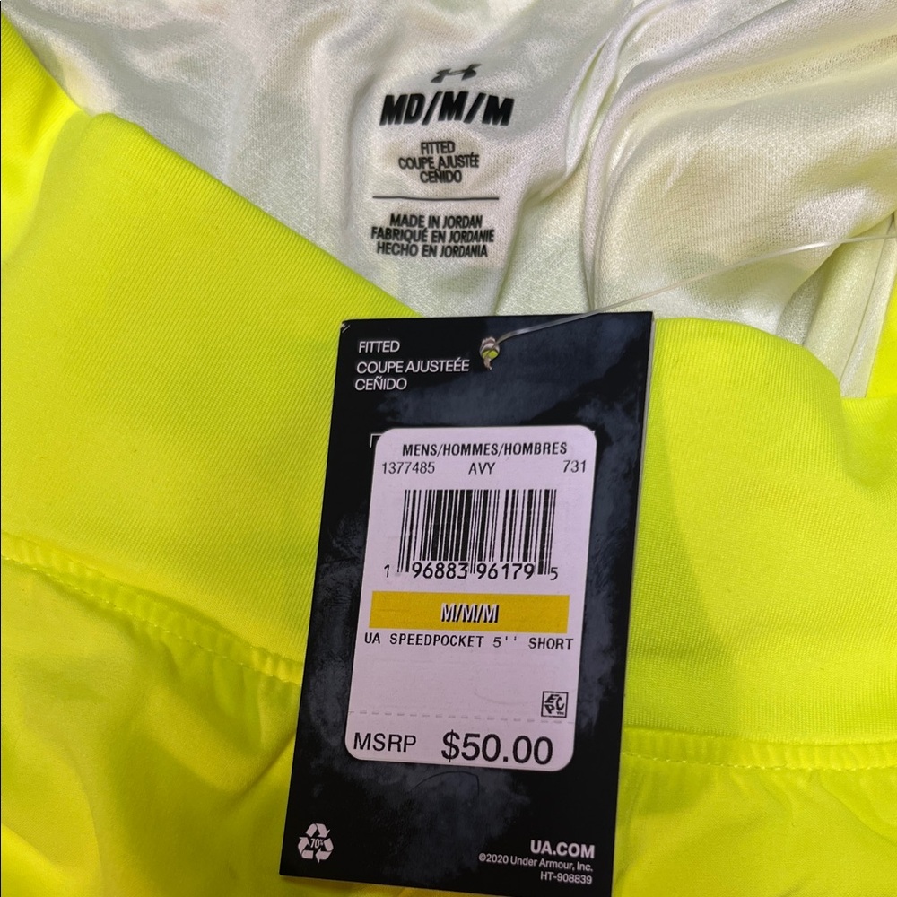 Under Armour Men’s Bright Yellow Athletic Shorts - Picture 2 of 13